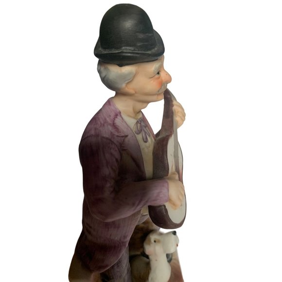Musician Man With Dog And Guitar 7" Tall 3" Across The Bottom   Good Condition - Picture 7 of 13